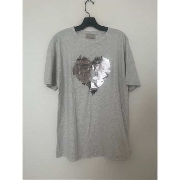 Roberta Scarpa Silver Foil Heart T Shirt NEW NWT - Picture 2 of 7
